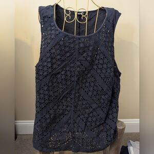 Plus Navy Lace Sleeveless Top